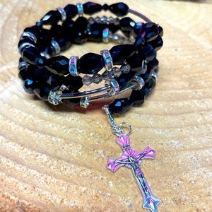 Crystal Memory Wrap Bracelet Silver